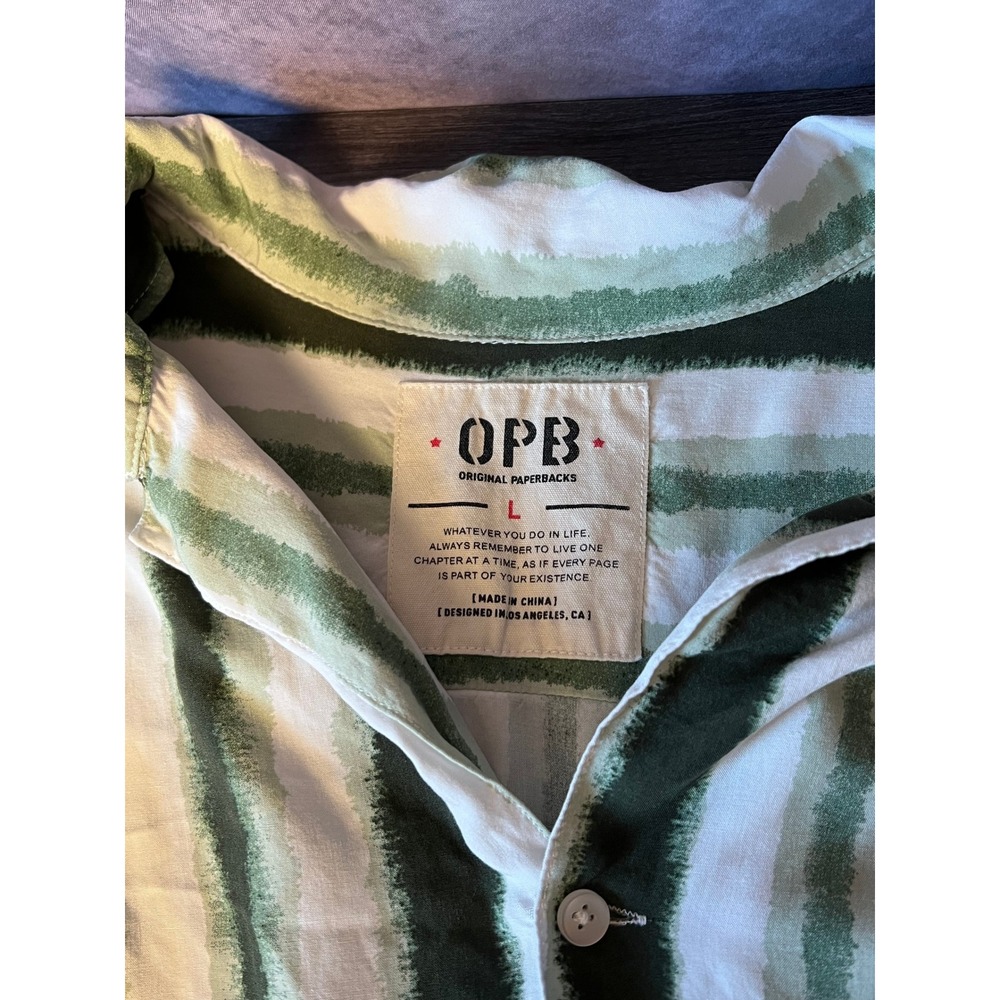 Original Paperbacks Striped Watercolor Collar Resort Men's Large Vacation - Picture 3 of 8
